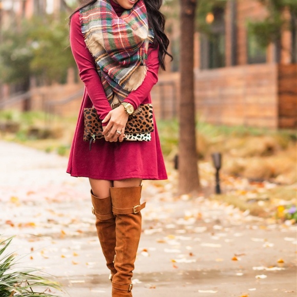 Tan tartan blanket scarf - Picture 5 of 6